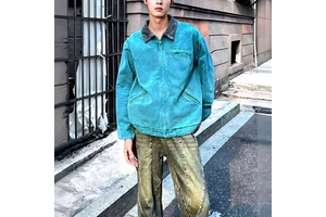 Vintage Unlined Distress Canvas Work Wear Worker Workwear Jacket Men