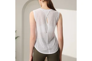 New Relaxed Yoga Wear Sports Tank Top Womens Thin Breathable 100% Polyester Short Sleeve Solid Running Training Pilates Fitness