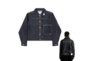 Jean Jacket Men Men's Denim Jackets Men's Streetwear Jacket Raw Dark Indigo Cropped Trucker Back Strap Street Denim Coat For Men