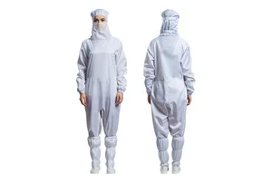 Custom Size Anti-Static Anti-Contamination Reusable Washable Autoclavable Crotch Access Hooded Garment Cleanroom Jumpsuit Type 2
