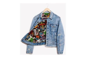 Custom Men Winter Embroidery Patches Denim Jacket Casual Warm Trucker Punk Jeans Coat Outwear jean jacket with patches