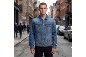 OEM ODM Mens Premium Denim Jacket Stand Breathable Quilted Patchwork High Quality Blue Jeans Outerwear Fashion Streetwear Design