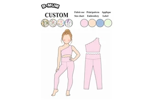 Hot Sale Toddler Girls Pink Scalloped Trim One Shoulder Crop Top High Waist Leggings Set Quick Dry Yoga Gym Outfit Wholesale