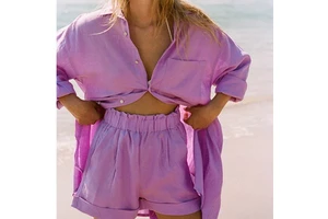 Custom High Quality Casual Shirt Long Sleeve Button Lapel Shirt Women's Loose Linen Shirt