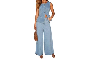 Women Denim Skinny Suits Sets Breathable Quick Dry Button Casual Spring Summer High Quality Wholesale Price New Arrival