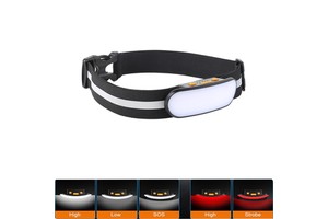 1000LM 6000K Daylight LED Running Waist Light 230 Beam Angle Wide Angle Flood High Belt Light Vis Reflective IP44 Waterproof