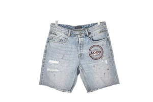 Men's Premium High Street Fashion Denim Shorts Relaxed Fit Raw Hem Distressed Jean Shorts for Summer