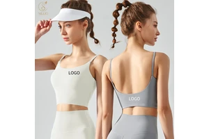 Women's Sport Yoga Top High Elasticity Quickly Dry Cooling Strappy Seamless Fitness Bra Backless Chest Pad Yoga Vest for Running
