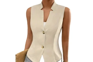 New Fashion Waterproof Denim Vest Solid Color Women's Suit Outer Wear Knitted Weaving Method