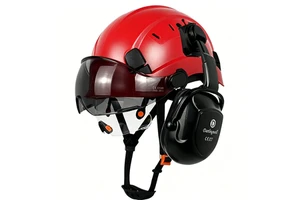 Red Safety Helmet For Mountaineering And Rock Climbing And High-altitude Operation