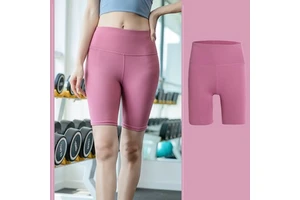 European American Style Peach Women's High-Waist Yoga Leggings Five-Point Tight-Fitting Fitness Shorts Sports Pants