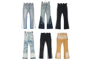 Jeans Stacked Jeans Painted Washed Galler Denim Logging Pants Men's Patchwork Baggy Y2K Jeans Flared Oversize Cargo Trousers