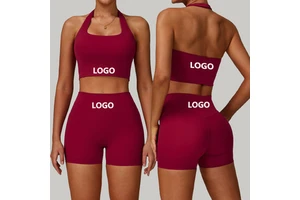 YMR-DD6116 Women's New Style Halter Neck Backless Sports Bra Sexy Breathable Quick Dry Shockproof Yoga Vest Plus Size Front