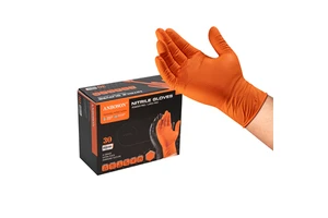 10mil Disposable Orange Black Diamond Nitrile Gloves Anti-slip Waterproof and Oil Resistant Powder Latex Free