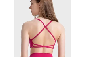 Solid Color Cross Back Strap Women Gym Yoga Underwear Top Fitness Sport Bra