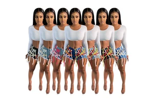 2023 Women's Clothing Strap Stitched Denim Shorts Summer Jeans for Ladies Jeans Short Pants New Arrivals Jeans Shorts