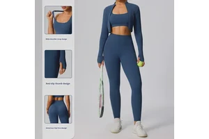 Women's Plus Size Tight-Fitting 3-Piece Sportswear Suit Outdoor Running Yoga Cloud-Like Breathable Eco-Friendly Elastic Front