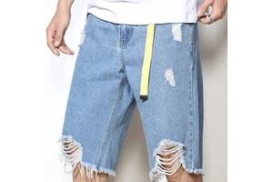 Breathable Customized Men's Denim Solid 100% Cotton Short Jeans Shorts High Quality Custom Design Logo Accepted