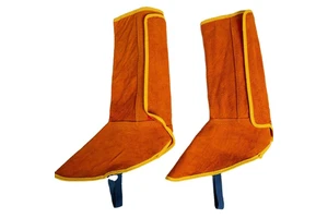 Flame Heat Cut-Resistance Strap-On Closure Cow Split Leather Made Safety Wear Shoe Cover for Fire Welding Workwear