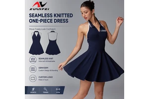 Fashion Bestseller Exquisite Sports Leisure Dry Quickly Seamless Breathable Slimming Simple Blue Tennis Dress Yoga Jumpsuit