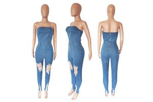 Casual Women Jeans Tight Fitting Button Pencil Jumpsuits Vintage Denim Bodycon Overalls for Ladies