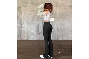 Women's Gym Activewear Yoga Pants with Flared Leg Design Solid Pattern Sports Fitness Workout Leggings