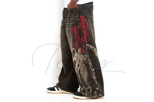 Custom Eco-Friendly Breathable Lightweight Mid-Waist Denim Wide Leg Jeans for Plus Size Men