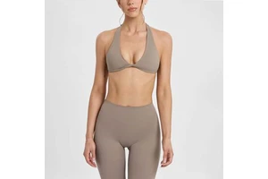Hot Sale Women Crop Top Yoga Outfit Sleeveless Halter Sports Bra Stretch Leggings For Workout Running Casual Wear