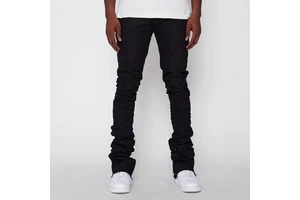Men's Slim Fit Denim Jeans With Elastic Stretch, Water-Washed Mid-Rise Straight Leg Pants With Multiple Pockets, Casual