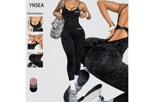 YNSEA Cross-border Seamless Lightweight Four-Way Stretch Halter Hollow-Out Yoga Fitness JumpSuit With Full Length And V-neck