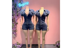 Women's Jeans Casual High Waist Stretched Workout Denim Rompers Casual Denim Jeans Cargo Bodycon Jumpsuits for Women