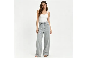 High-quality Jeans Women's Loose Straight-leg Pants with Elastic Waist Jeans Women Straight Pants Loose Denim Trousers