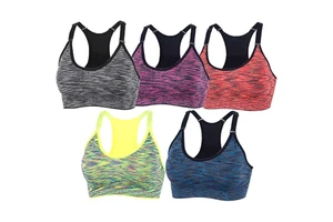 Ladies Seamless Sexy Sports Bra Space Dye Racerback Removable Pads Yoga Running Fitness Workout Breathable Sports Bra for Women