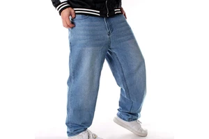 New High Quality OEM Service Custom logo Men's Light Wash Straight Baggy Plus Size Denim Jeans Pant With Cheap Price