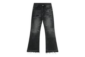 The Designer's New Men's Black Gray Retro American Jeans Washed Stone Ground Jeans Trend Fashion Holes TikTok Sales Number One