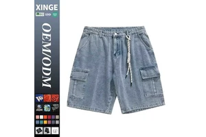 2026 New Breathable Straight Leg Solid Color Washed Denim Shorts Custom Logo American Retro Style Summer Casual Denim Shorts
