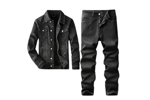 Hot Sale Summer Casual Mens Denim Jacket and Pant Set from Direct Factory Supplier Featuring Vintage Style Denim Jacket Outfit