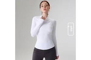 Women's High Neck Yoga Top Slim Fit Long Sleeve Activewear Buy Bulk Items for Resale