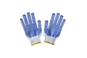 Low Price Anti Slip Cotton Knitted Gloves Polyester Pvc Dotted Work Gloves Men Construction Safety Gloves