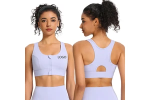 Wholesale New Women's Front Zipper Sports Bra High Impact Support Shockproof Yoga Top for Gym Fitness Workout