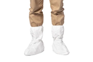 Safety Shoe Covers White Universal Size Pull-On SMS Material Abrasion Resistant For Cleanroom Laboratory Use