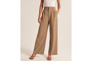 Custom Wholesale American Style Office Casual Women's High Waisted Wide-leg Pants Trousers Pleated Tailored Business Trousers