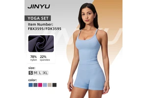 Custom OEM Women's Halter Tank Yoga Set Spandex High Elastic Soft Athletic Activewear Shorts Suit