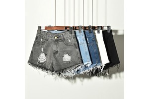 Wholesale Stretch Women Ripped Denim Shorts Elastic Summer Plus Large Size Girls Lady Jean Jeans Shorts