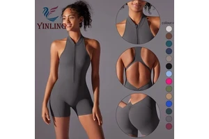 OEM Sportswear Wholesale Hot Sale Summer Zipper Yoga Jumpsuit Female Fitness Tight Sports Jumpsuit Sleeveless Women Jumpsuit