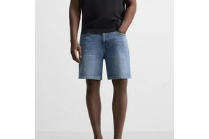 Manufacture OEM Service Men's Casual Slim Straight Leg Jorts Denim Shorts Man Stripe Solid Color Zipper Fly Baggy Jeans Shorts