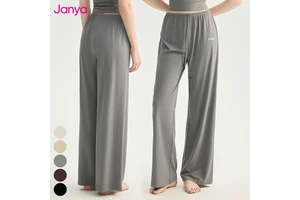 Janya Custom Logo Solid Breathable Lightweight Loose Yoga Fitness Pants Women's Spandex/Nylon Straight Wide Leg Sports Pants