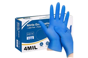 4 Mil Custom OEM Logo Blue Pure Nitrile Disposable Safety Gloves Anti-Slip Flexible Tear-Resistant Silicone-free Powder-free