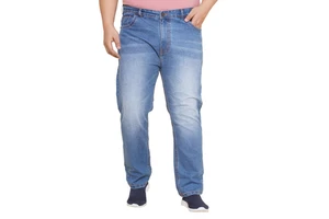 Top Selling 2025 Men's Plus Size High Street Jeans Custom Embroidery Logo Straight Stretchable Comfortable Eco-Friendly for
