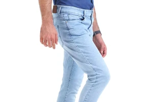 Men Plus Size Straight-Leg Denim Pants Durable and Breathable Custom Regular Fit Light Wash Washed Streetwear Style